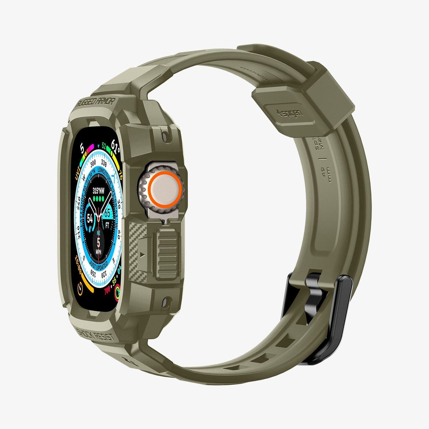 ACS05915 - Apple Watch Series (Apple Watch (49mm)) in vintage khaki showing the side and front