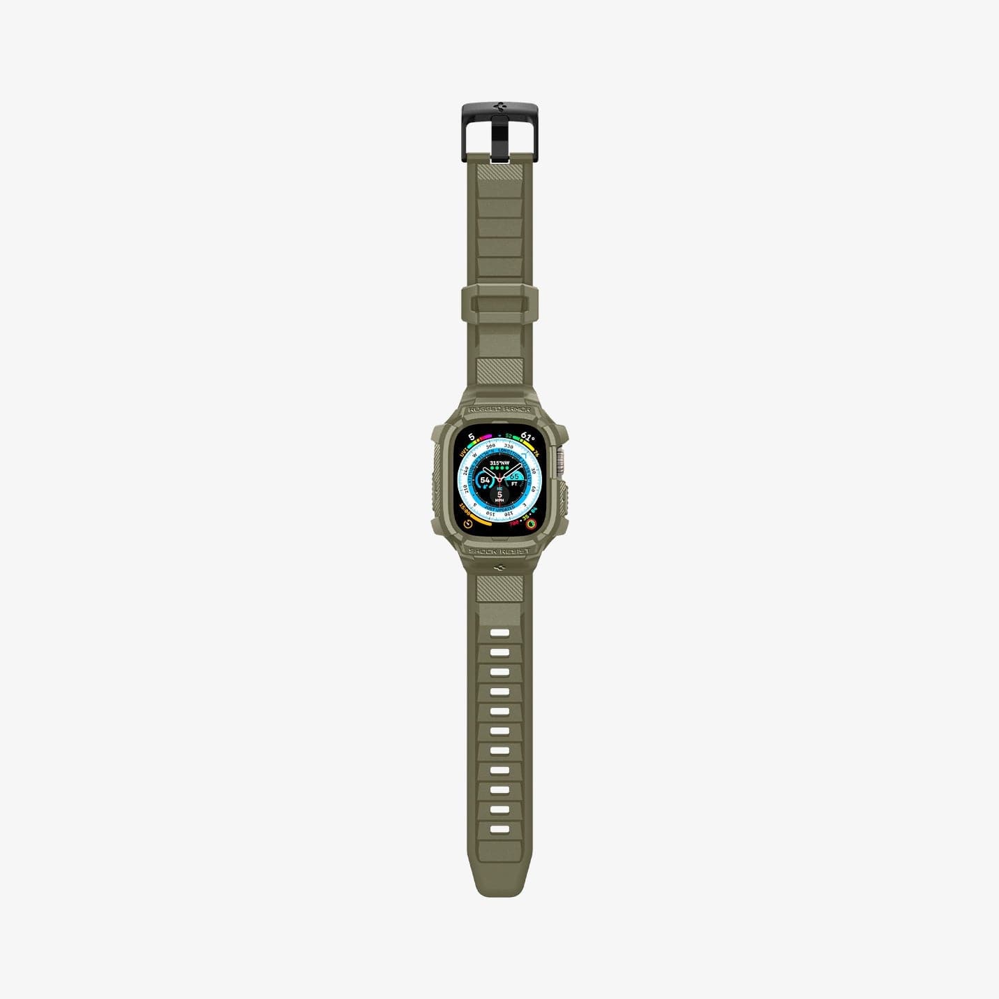 ACS05915 - Apple Watch Series (Apple Watch (49mm)) in vintage khaki showing the front with watch band laid out flat