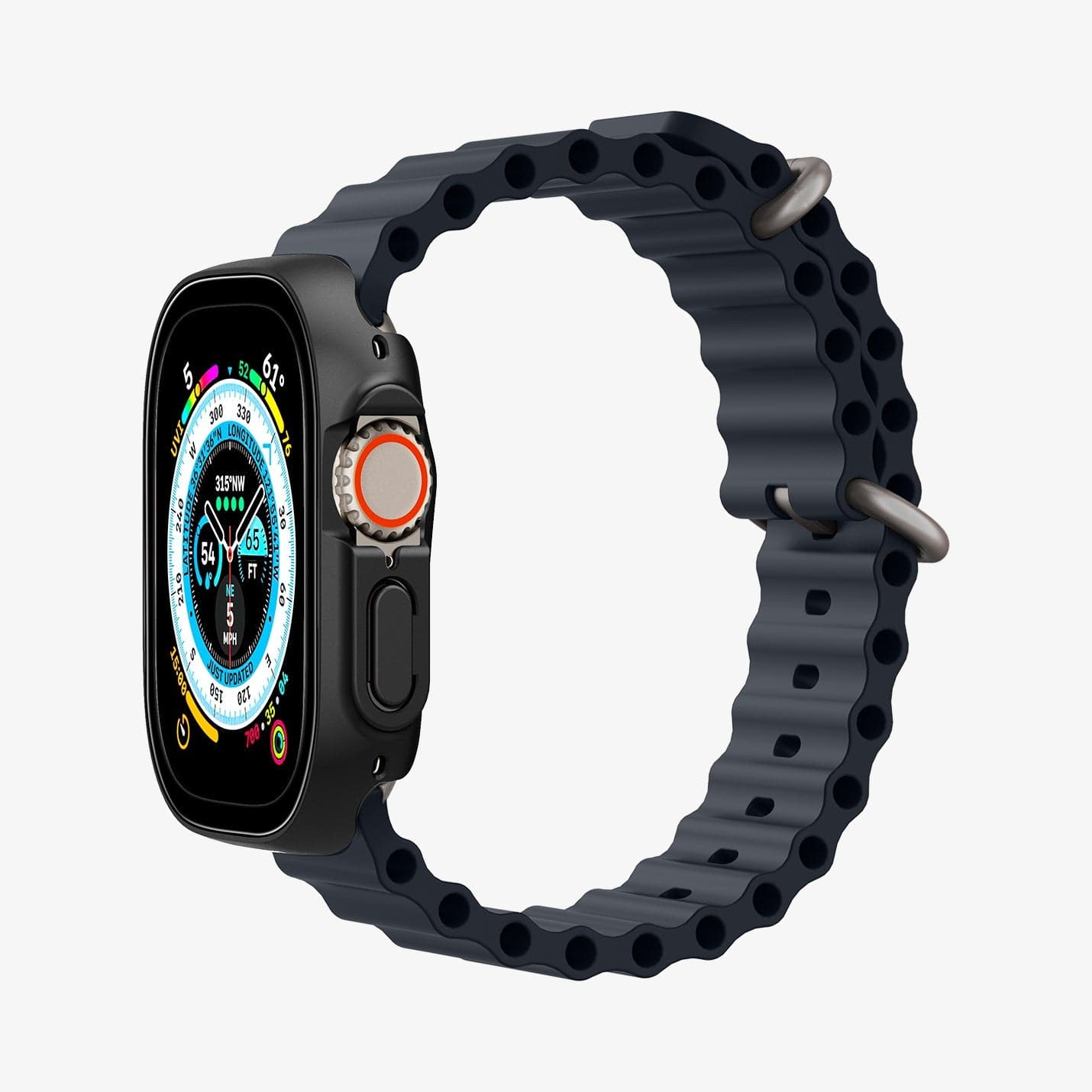 ACS05558 - Apple Watch Ultra (Apple Watch (49mm)) Case Thin Fit 360 in black showing the front and side
