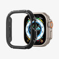 ACS05457 - Apple Watch Ultra (Apple Watch (49mm)) Case Tough Armor in black showing the case hovering in front of watch face