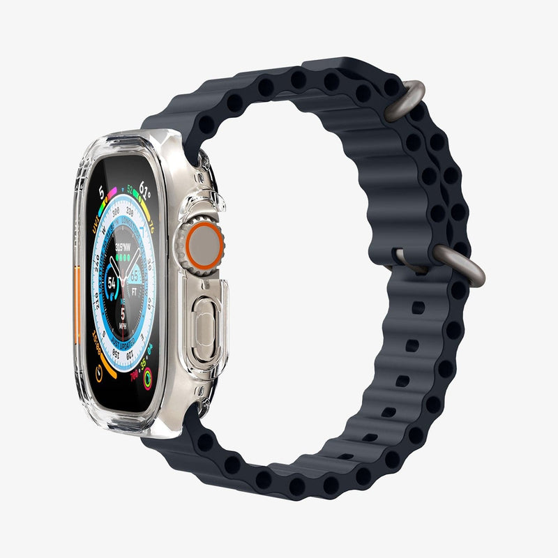 ACS05459 - Apple Watch Ultra (Apple Watch (49mm)) Case Ultra Hybrid in crystal clear showing the side and inside of band