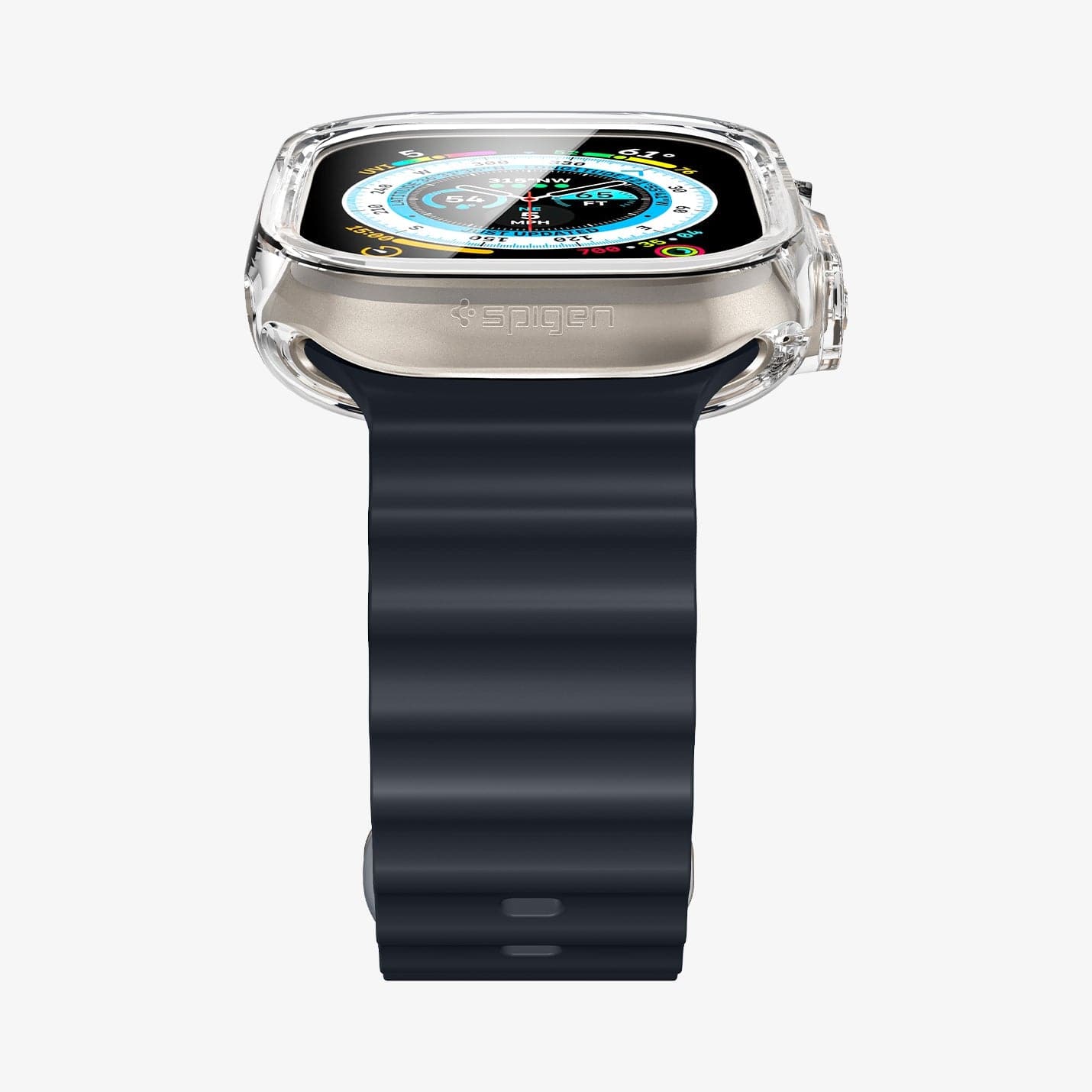 ACS05459 - Apple Watch Ultra (Apple Watch (49mm)) Case Ultra Hybrid in crystal clear showing the front and bottom