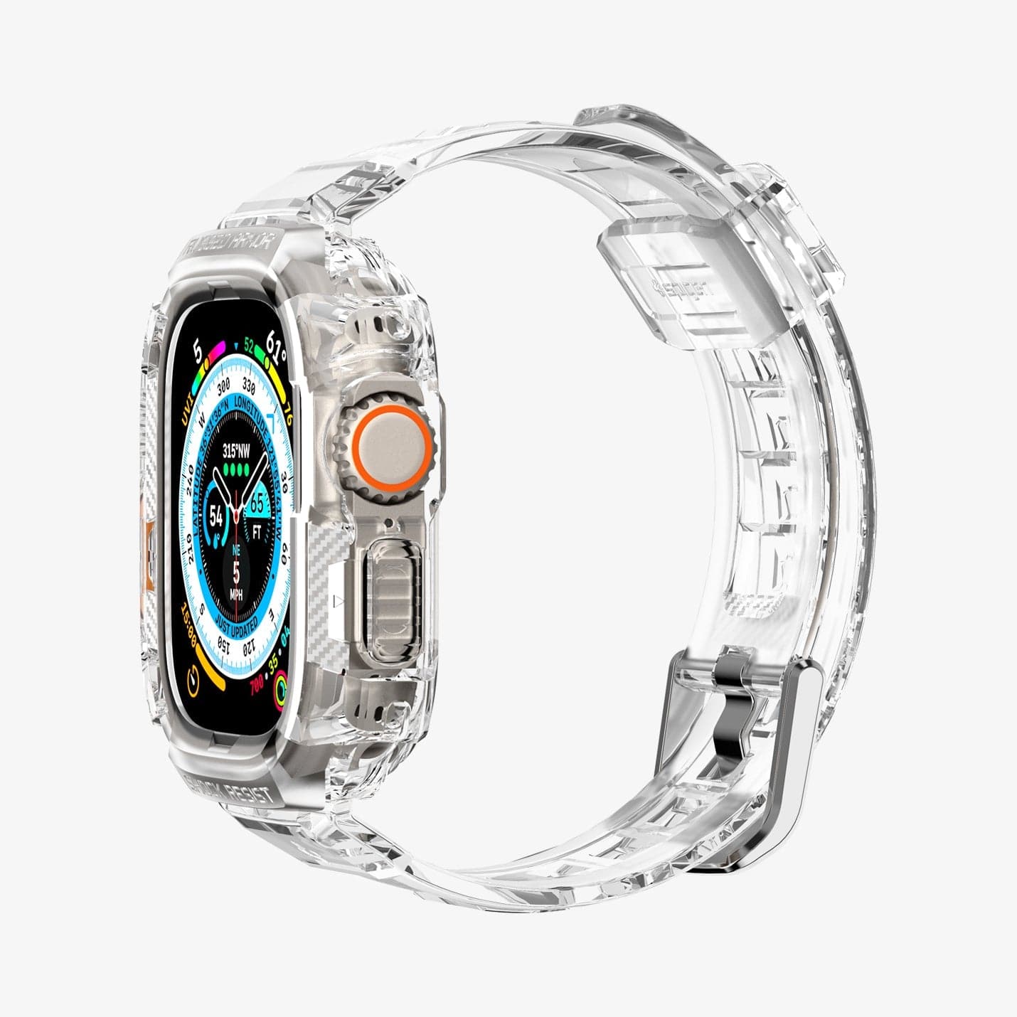 ACS05461 - Apple Watch Series (Apple Watch (49mm)) in crystal clear showing the side and front