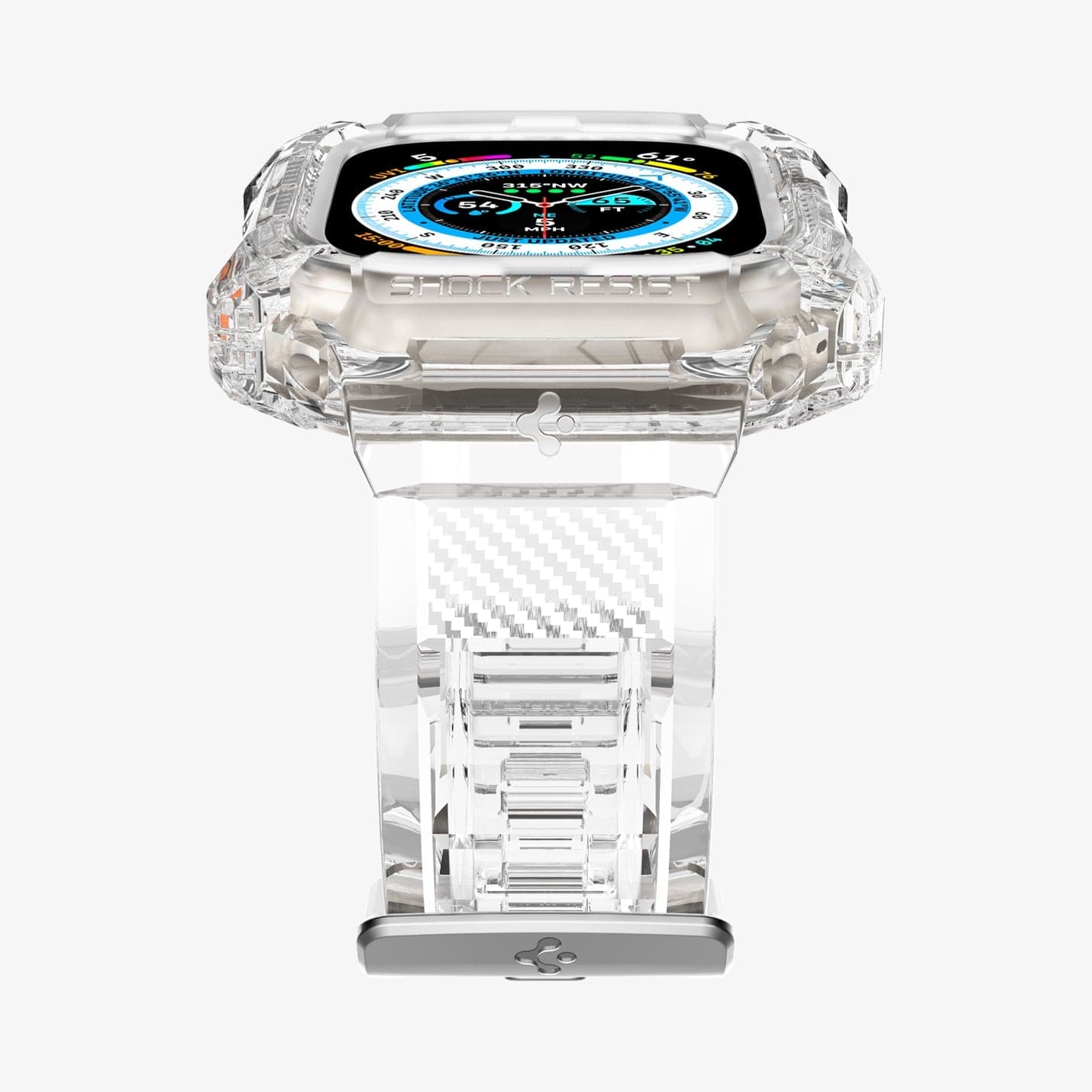 ACS05461 - Apple Watch Series (Apple Watch (49mm)) in crystal clear showing the bottom and front