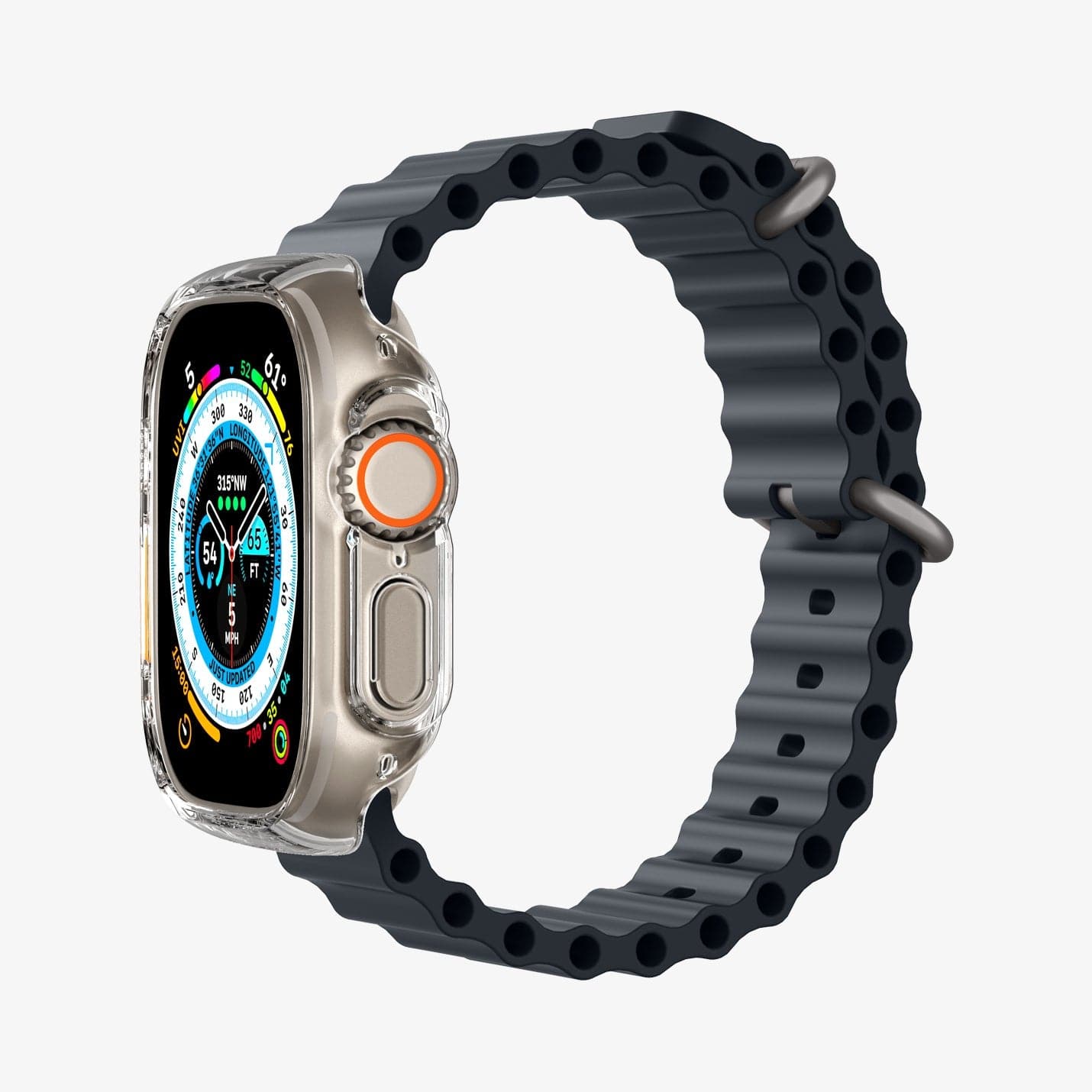 ACS05917 - Apple Watch Ultra (Apple Watch (49mm)) Case Thin Fit in crystal clear showing the side and inside of band