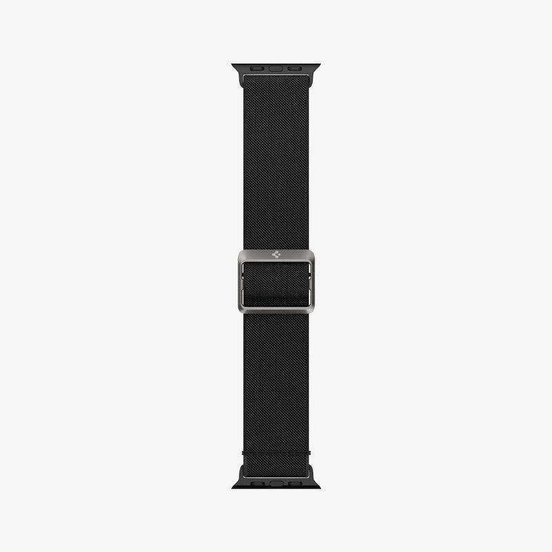 AMP02286 - Apple Watch Series (Apple Watch (49mm)/Apple Watch (45mm)/Apple Watch (42mm)) Watch Band Lite Fit in black showing the band from end to end