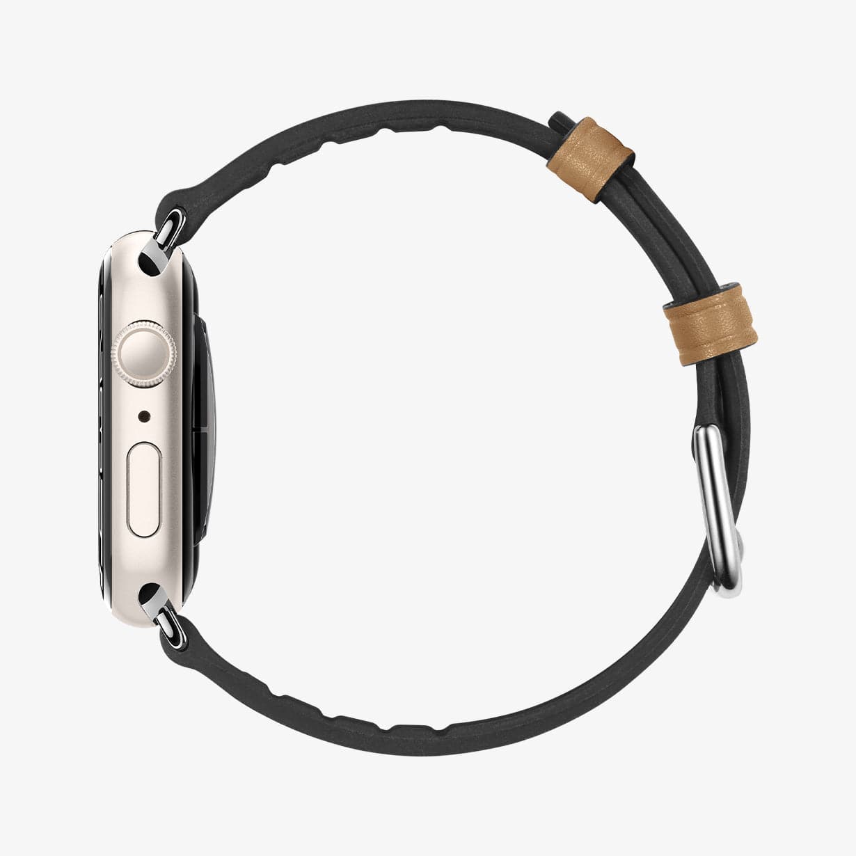 062MP25078 - Apple Watch Series (Apple Watch (49mm)/Apple Watch (45mm)/Apple Watch (42mm)) Watch Band Retro Fit in brown showing the side