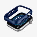 ACS02223 - Apple Watch Series (44mm) Case Thin Fit in metallic blue showing the case hovering above the watch face