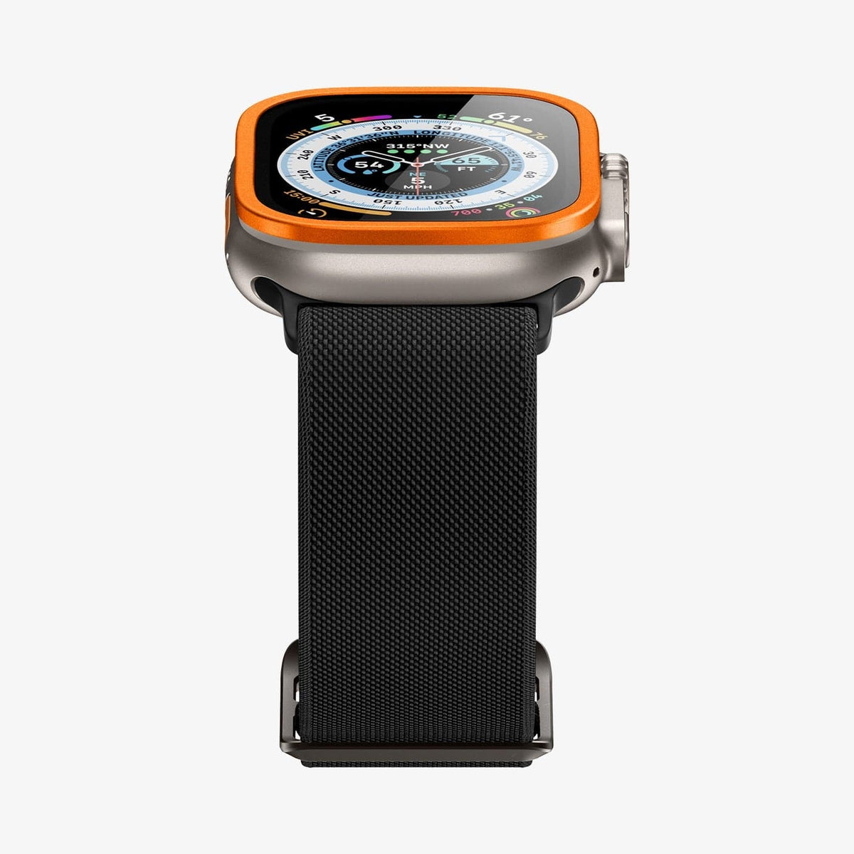 AGL06162 - Apple Watch Ultra (Apple Watch (49mm)) Screen Protector Glas.tR Slim Pro in orange showing the bottom and front