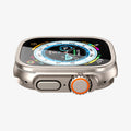 AGL06953  - Apple Watch Ultra (Apple Watch (49mm)) Screen Protector Glas.tR Slim Pro in titanium showing the front and side of watch face