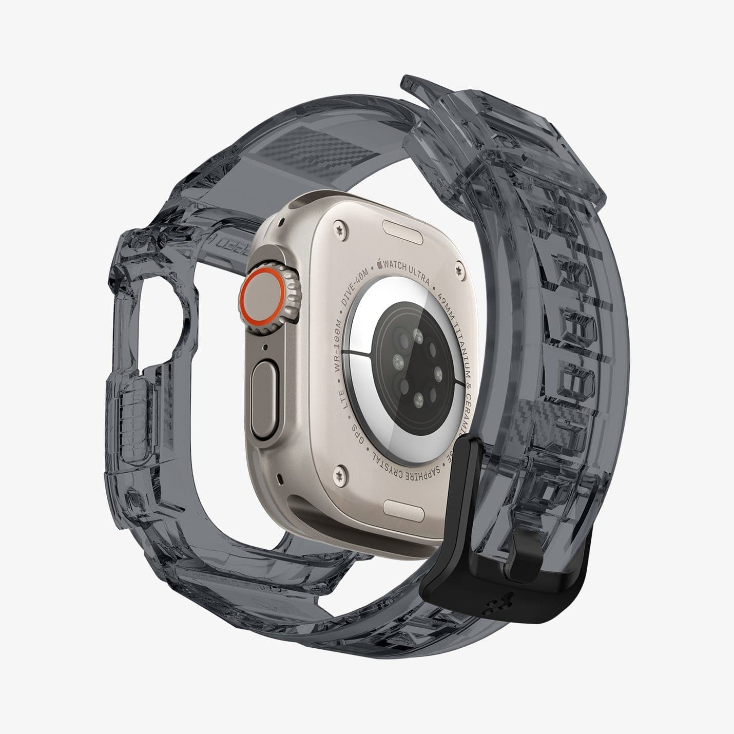 ACS06028 - Apple Watch Series (Apple Watch (49mm)) in space crystal showing the back with watch face hovering away from band