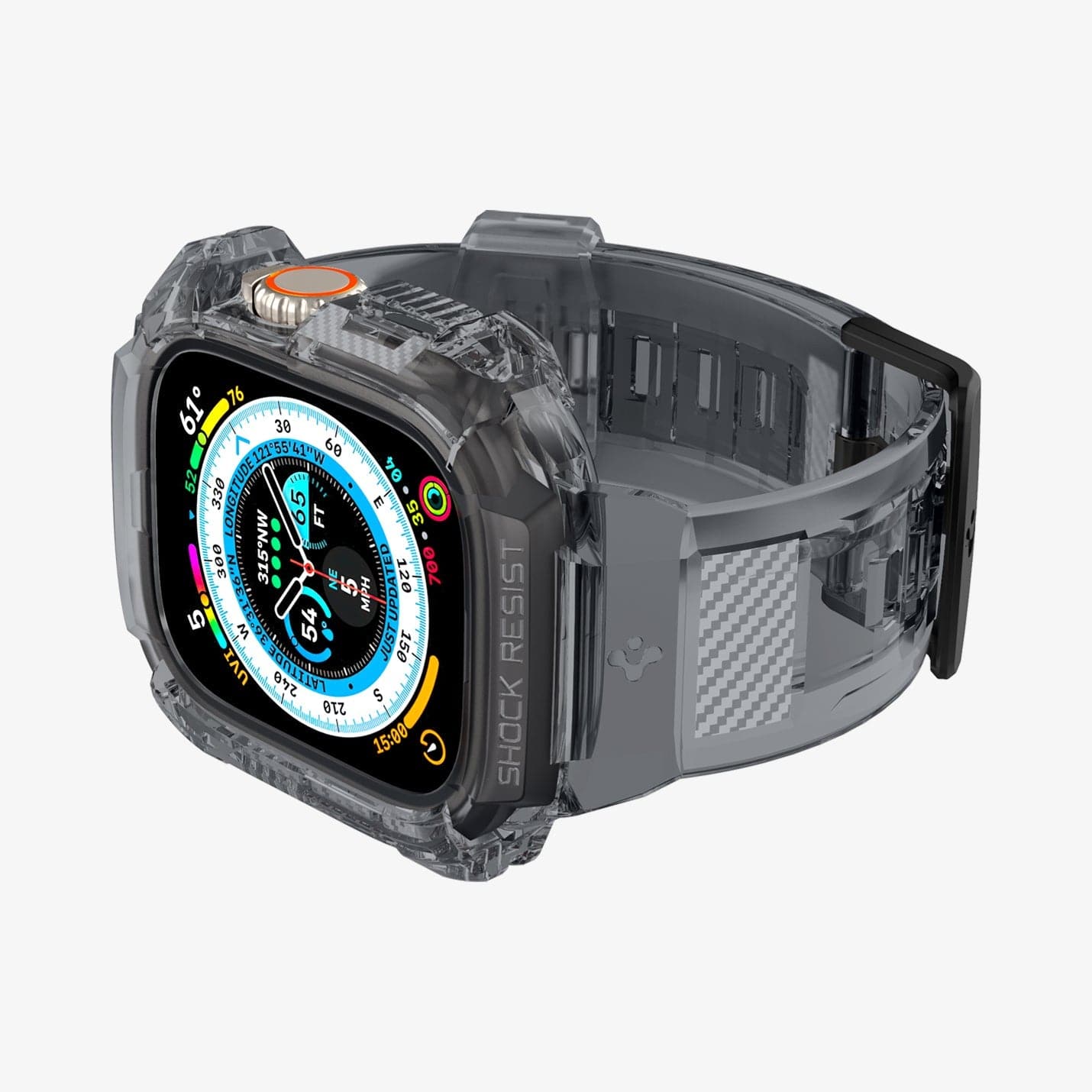 ACS06028 - Apple Watch Series (Apple Watch (49mm)) in space crystal showing the front, bottom and side