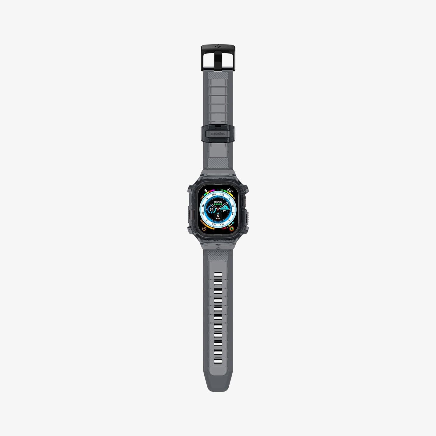 ACS06028 - Apple Watch Series (Apple Watch (49mm)) in space crystal showing the front with watch band laid out flat