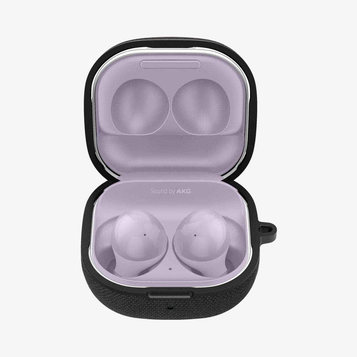 ASD01278 - Galaxy Buds 2 Pro / 2 / Pro / Live Case Urban Fit in black showing the front with top open and earbuds inside