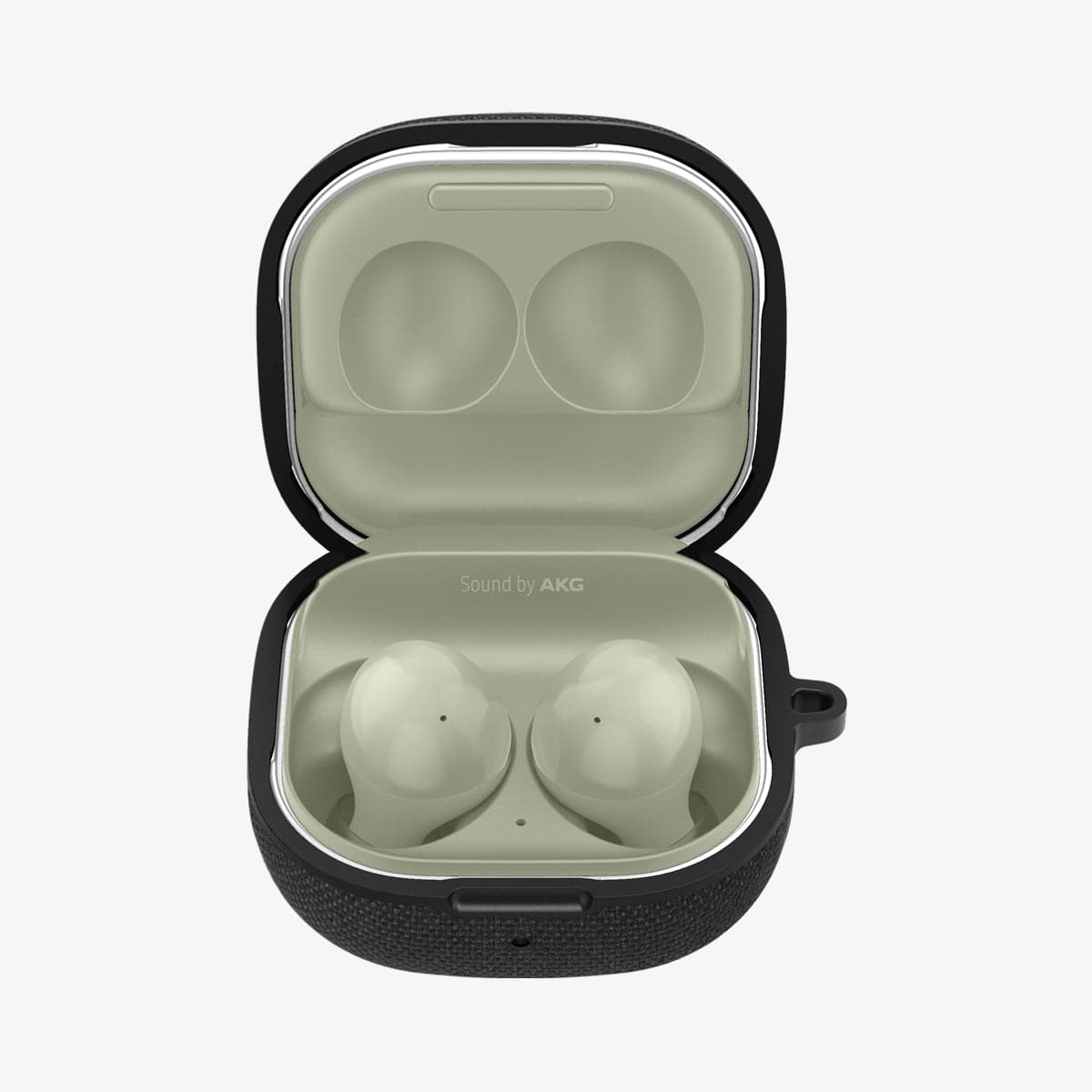 ASD01278 - Galaxy Buds 2 Pro / 2 / Pro / Live Case Urban Fit in black showing the front with top open and earbuds inside