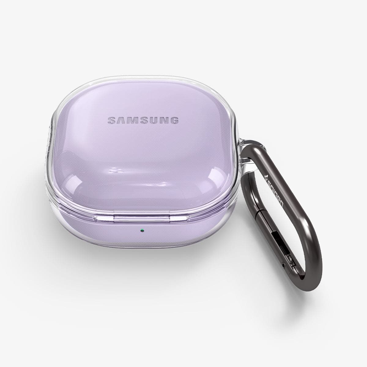 ASD02097 - Galaxy Buds 2 Pro / 2 / Pro / Live Case Ultra Hybrid in crystal clear showing the front, top and carabiner