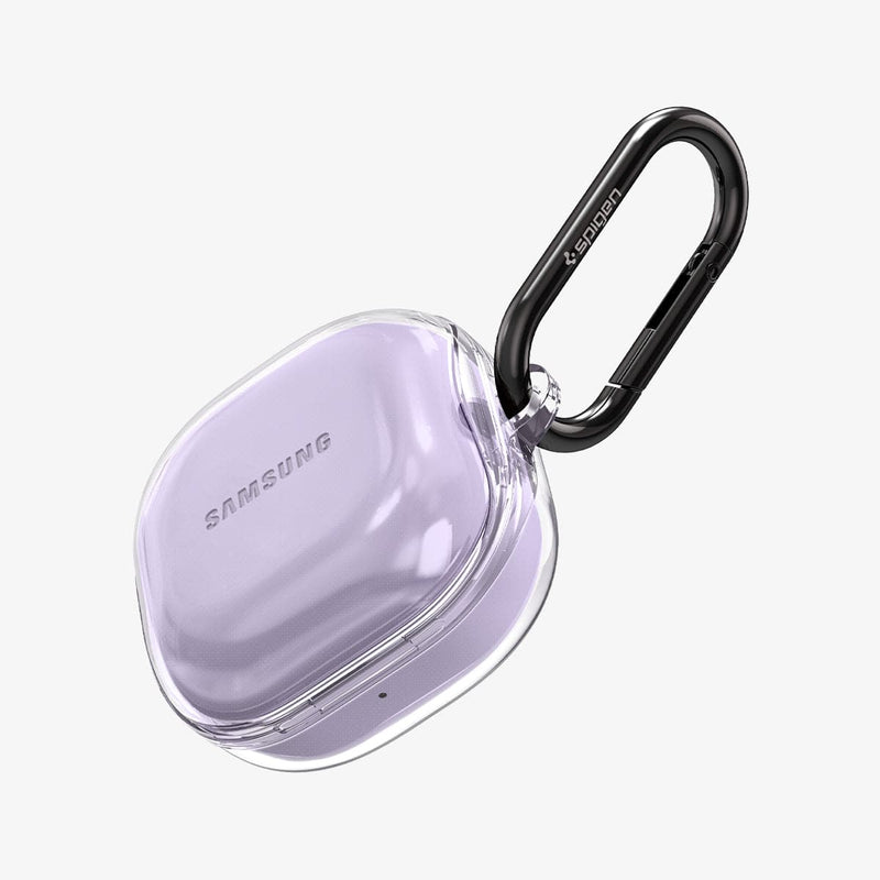 ASD02097 - Galaxy Buds 2 Pro / 2 / Pro / Live Case Ultra Hybrid in crystal clear showing the top, front and carabiner