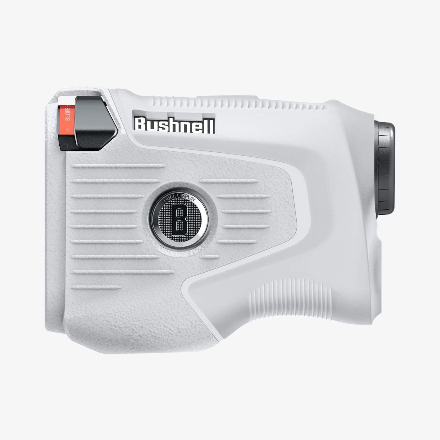 ACS06151 - Bushnell Pro X3 Rangefinder Case Silicone Fit AirTag in light gray showing the side