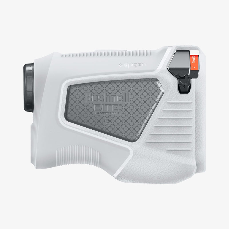 ACS06151 - Bushnell Pro X3 Rangefinder Case Silicone Fit AirTag in light gray showing the side