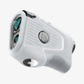ACS06151 - Bushnell Pro X3 Rangefinder Case Silicone Fit AirTag in light gray showing the side, partial front and bottom with airtag in slot