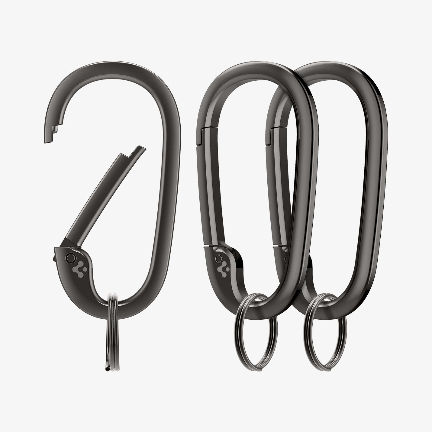 AHP02932 - Carabiner Basic Type in black showing the front of multiple carabiners