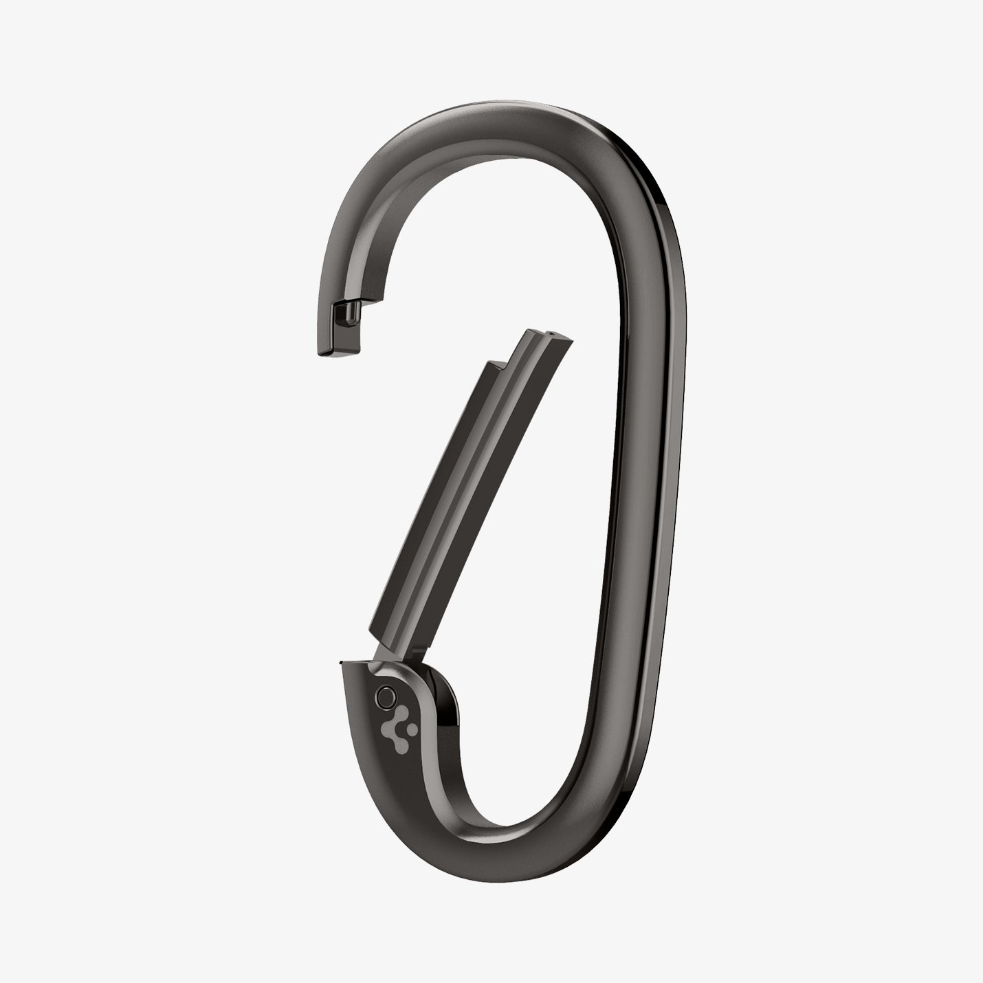 AHP02932 - Carabiner Basic Type in black showing the front and side with carabiner open