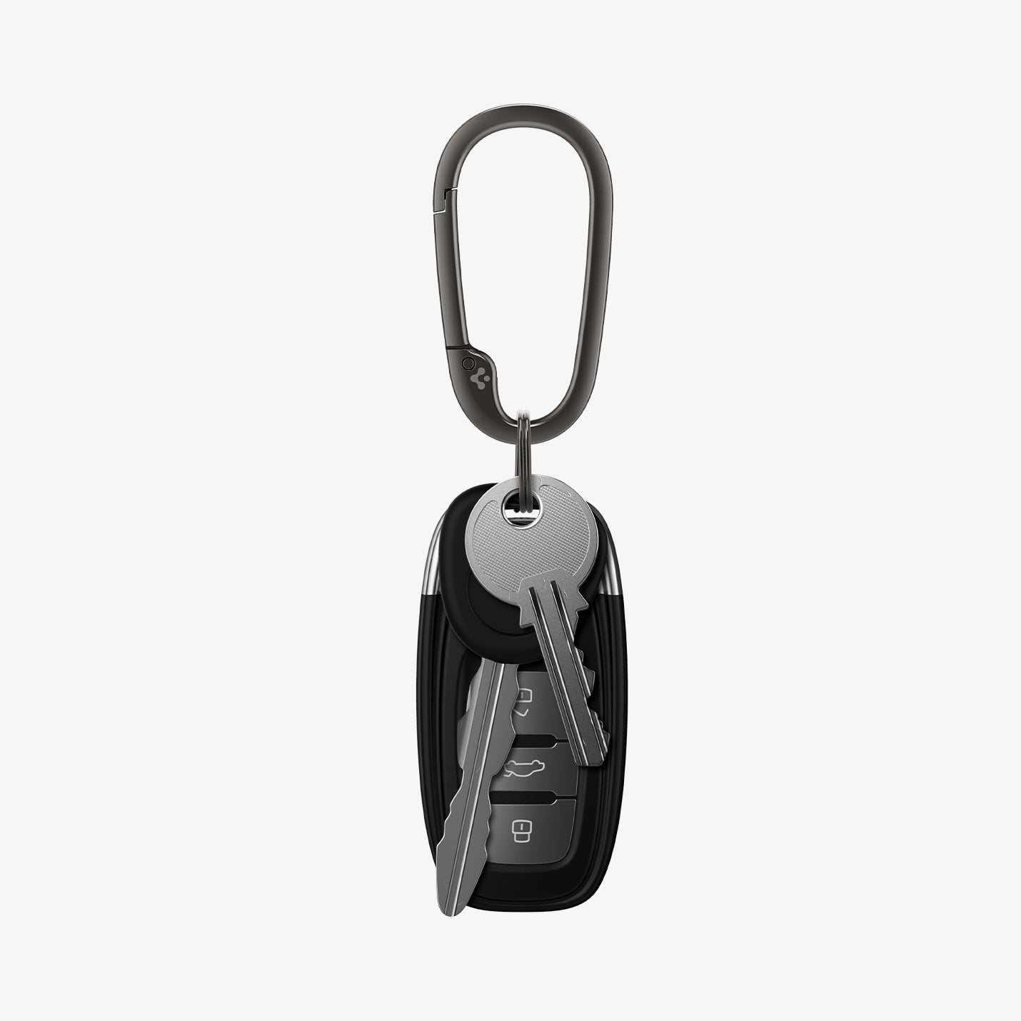 AHP02932 - Carabiner Basic Type in black showing keys and car key attached