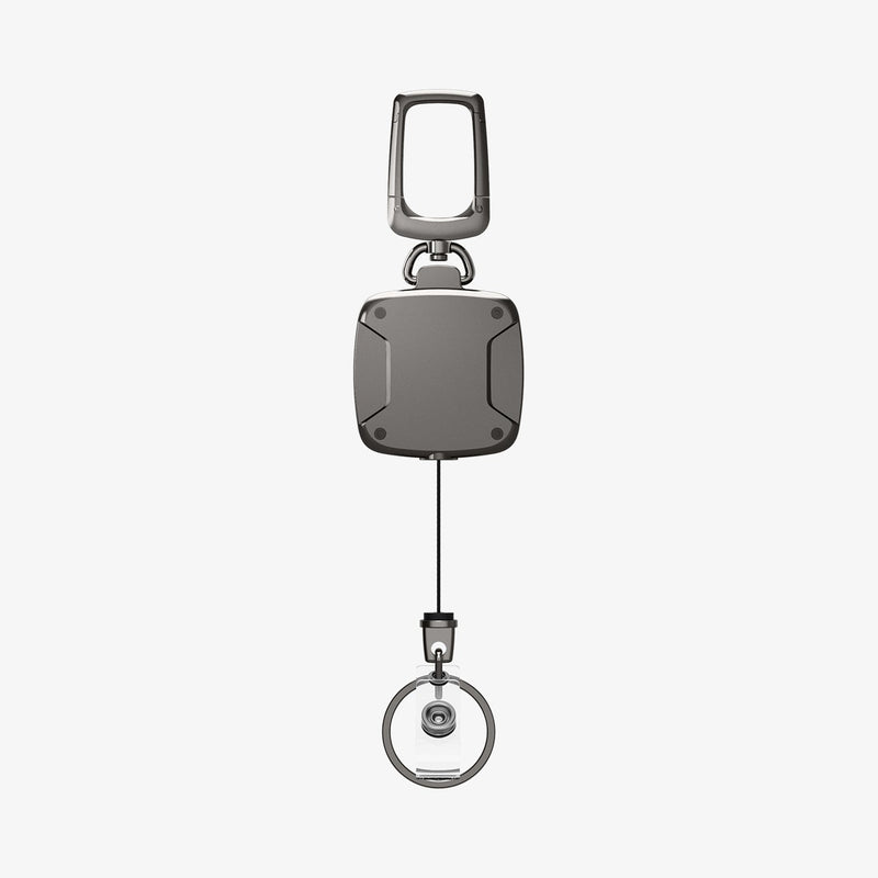 AHP03019 - Carabiner Reel Clip in black showing the back with reel clip extended out