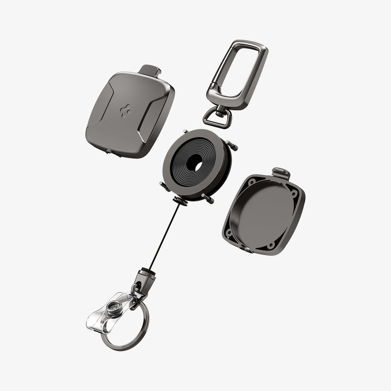 AHP03019 - Carabiner Reel Clip in black showing the multiple parts of clip