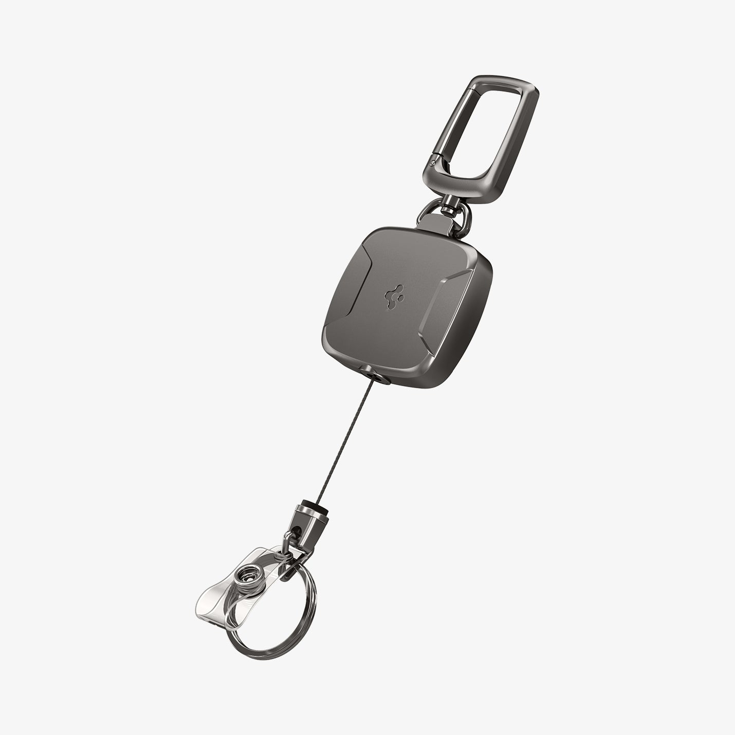 AHP03019 - Carabiner Reel Clip in black showing the front and side with clip extended out slightly