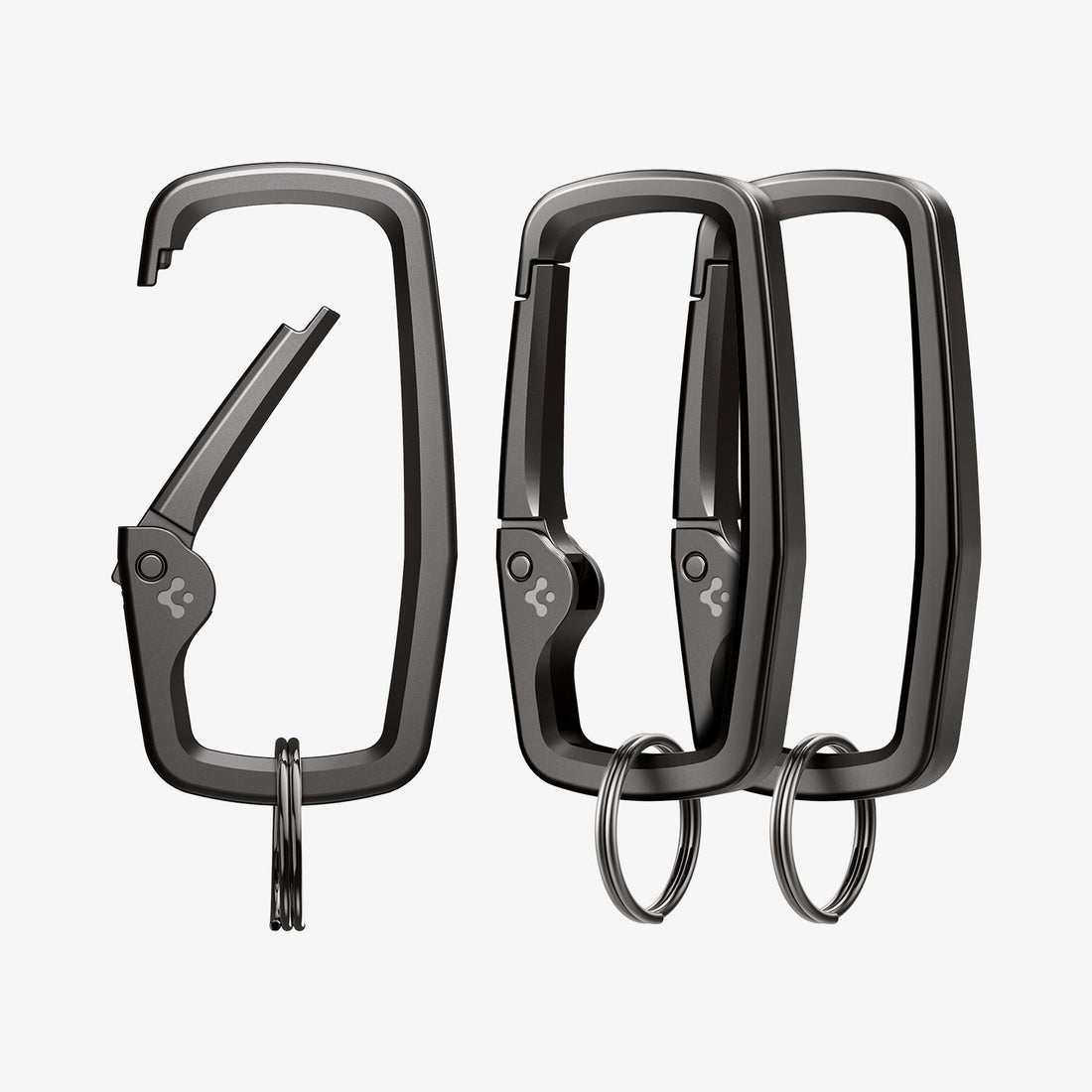 AHP02933 - Carabiner Rugged Type in black showing the front with carabiner slightly open