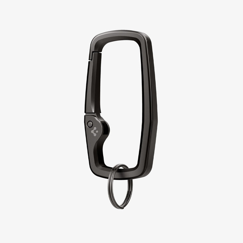 AHP02933 - Carabiner Rugged Type in black showing the front and partial side with keyring attached
