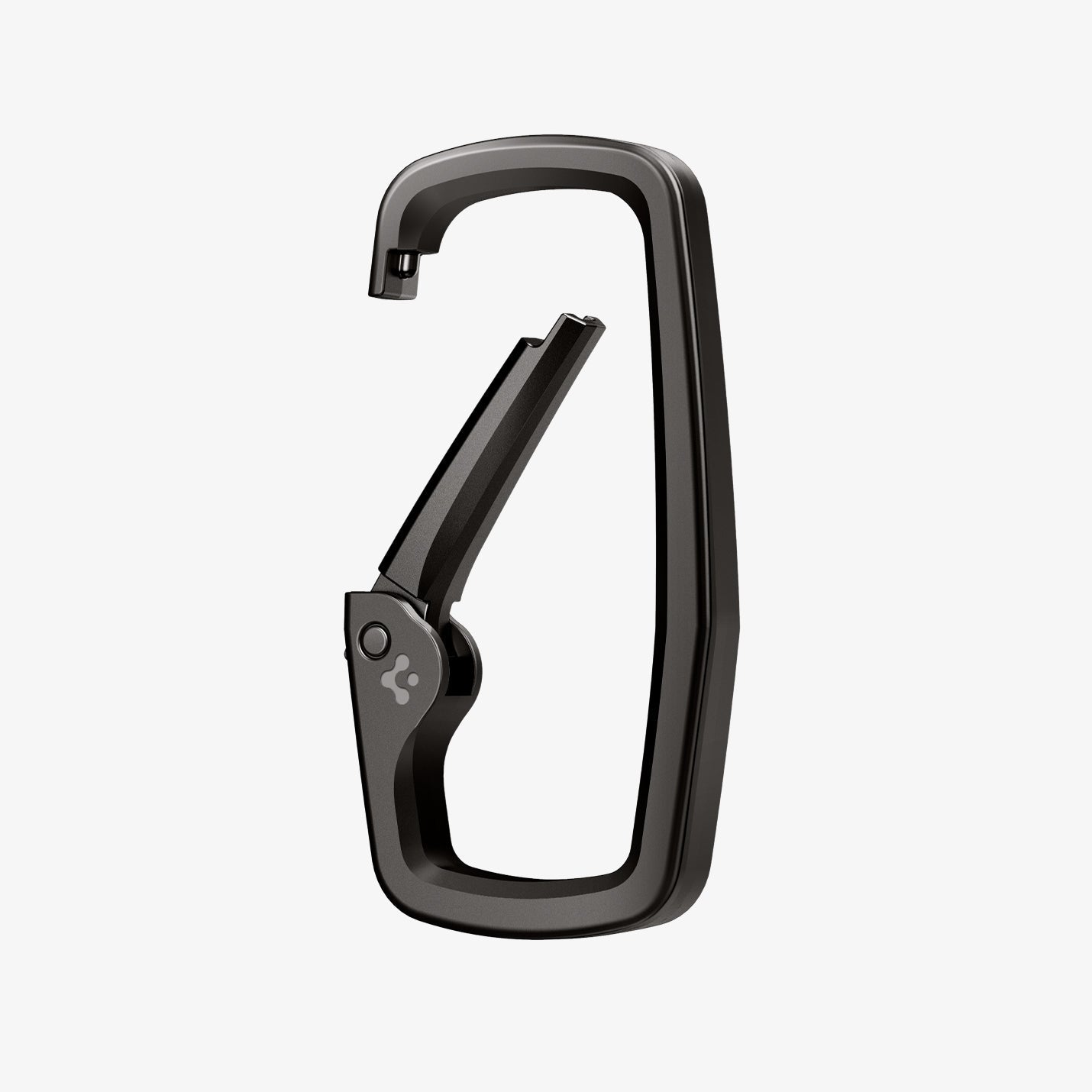 AHP02933 - Carabiner Rugged Type in black showing the front and partial side with carabiner open
