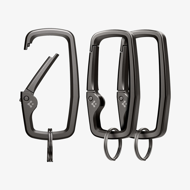 AHP02933 - Carabiner Rugged Type in black showing the front and side of multiple carabiners