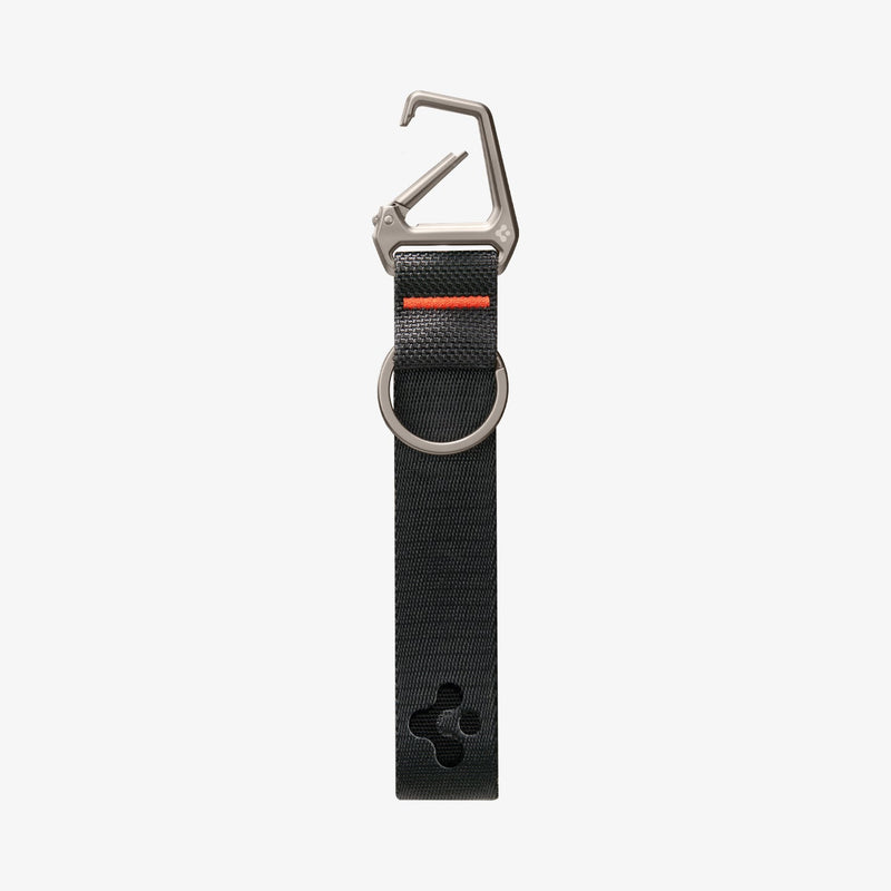 AHP05472 - Carabiner Black Strap + Key Ring showing the front with carabiner slightly open
