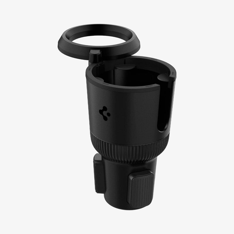 ACP02235 - CH100 Hydrohub Cup Holder Adapter in black showing the cup holder and adjustable top cup slot extended out and partial inside view