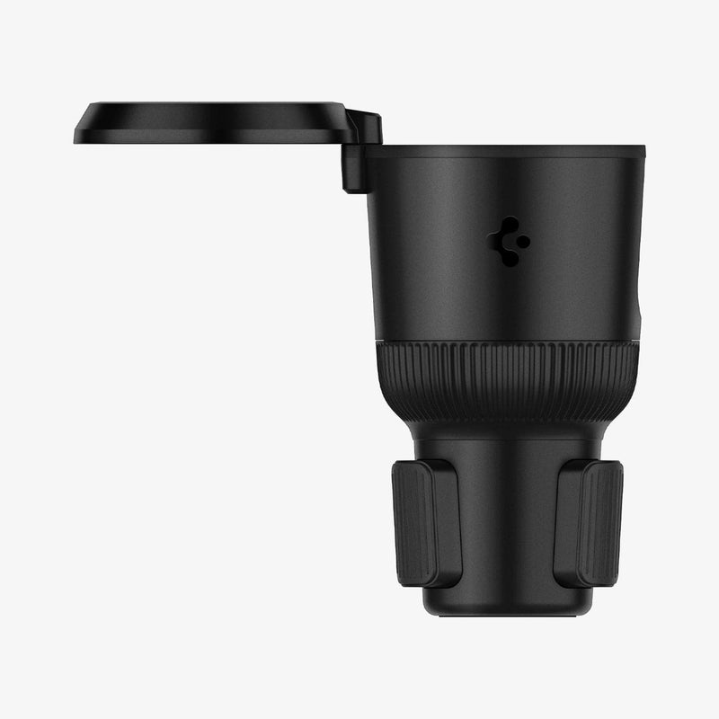 ACP02235 - CH100 Hydrohub Cup Holder Adapter in black showing the front of cup holder and adjustable top cup slot extended out