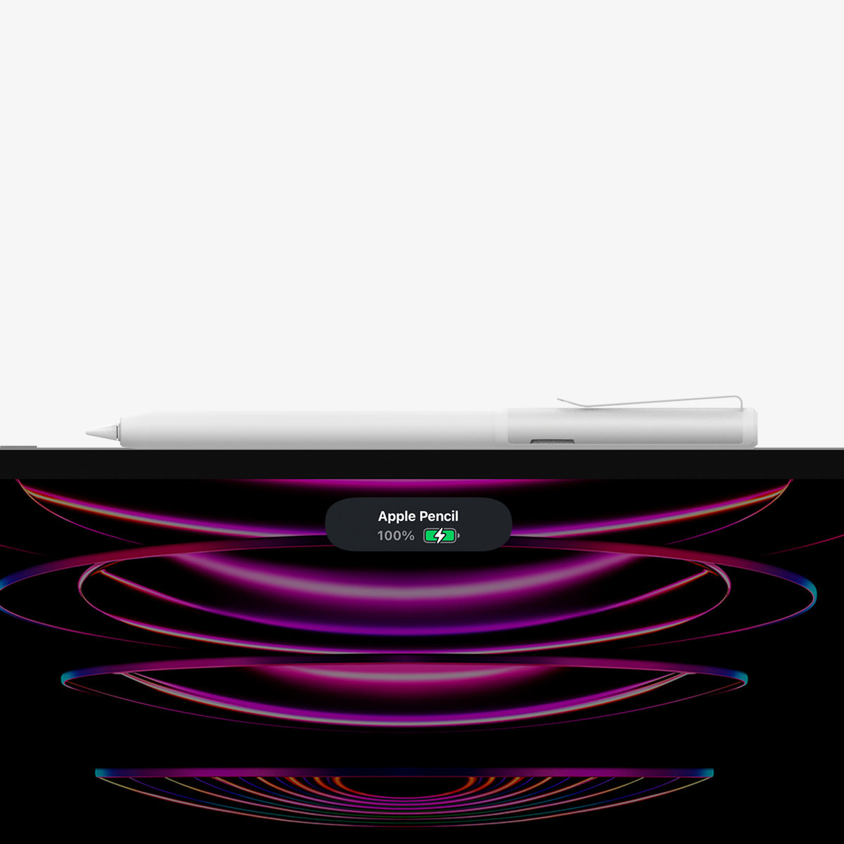 ACS05857 - Apple Pencil Holder DA201 in white showing the pencil in slot of tablet case
