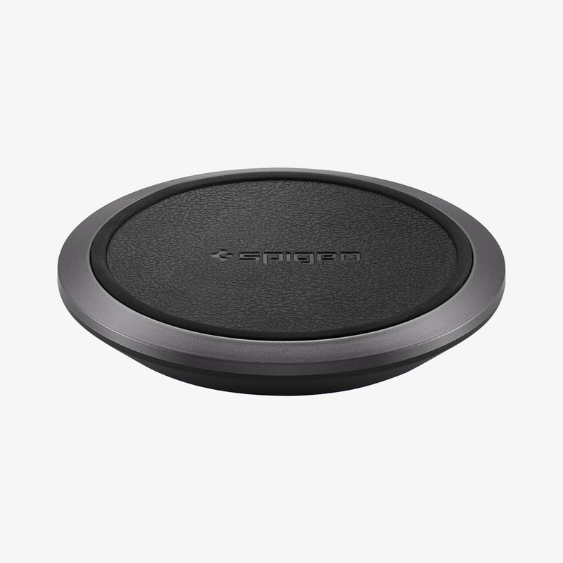 000CH23122 - Essential® Leather Designed 10W Wireless Charger F308W in black showing the front and top