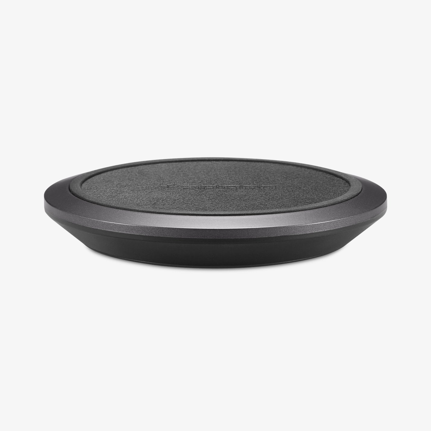 000CH23122 - Essential® Leather Designed 10W Wireless Charger F308W in black showing the front and partial top
