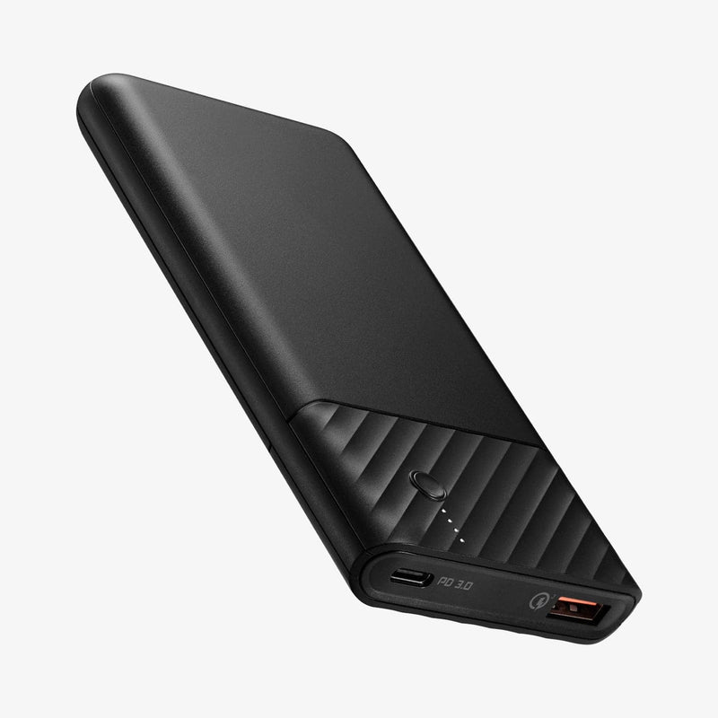 000BA26139 - PocketBoost™ 10,000mAh 18W Portable Charger F732QC in black showing the front, bottom and side