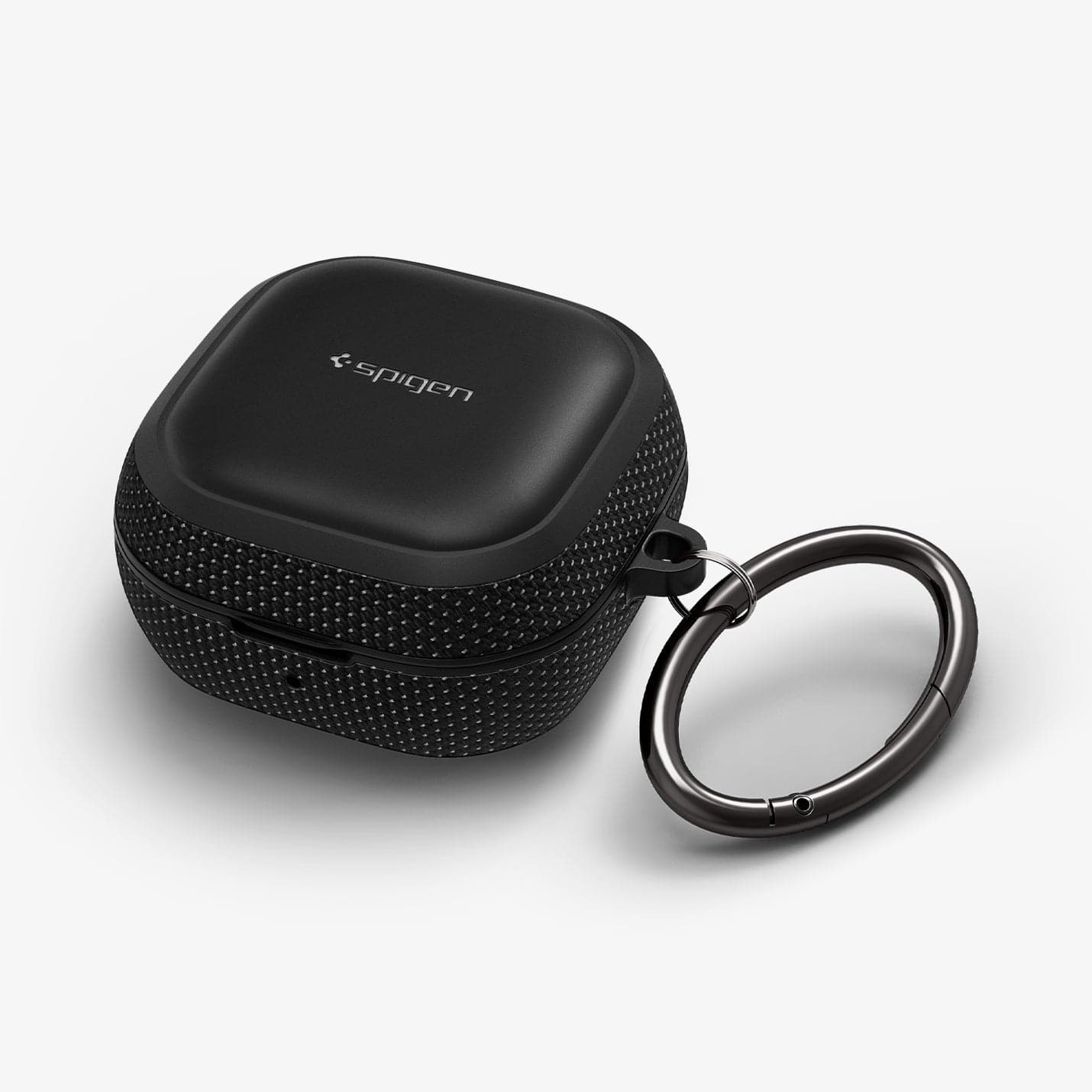 ASD01444 - Galaxy Buds 2 Pro / 2 / Pro / Live Case Classic Fit in black showing the top, front and side with carabiner