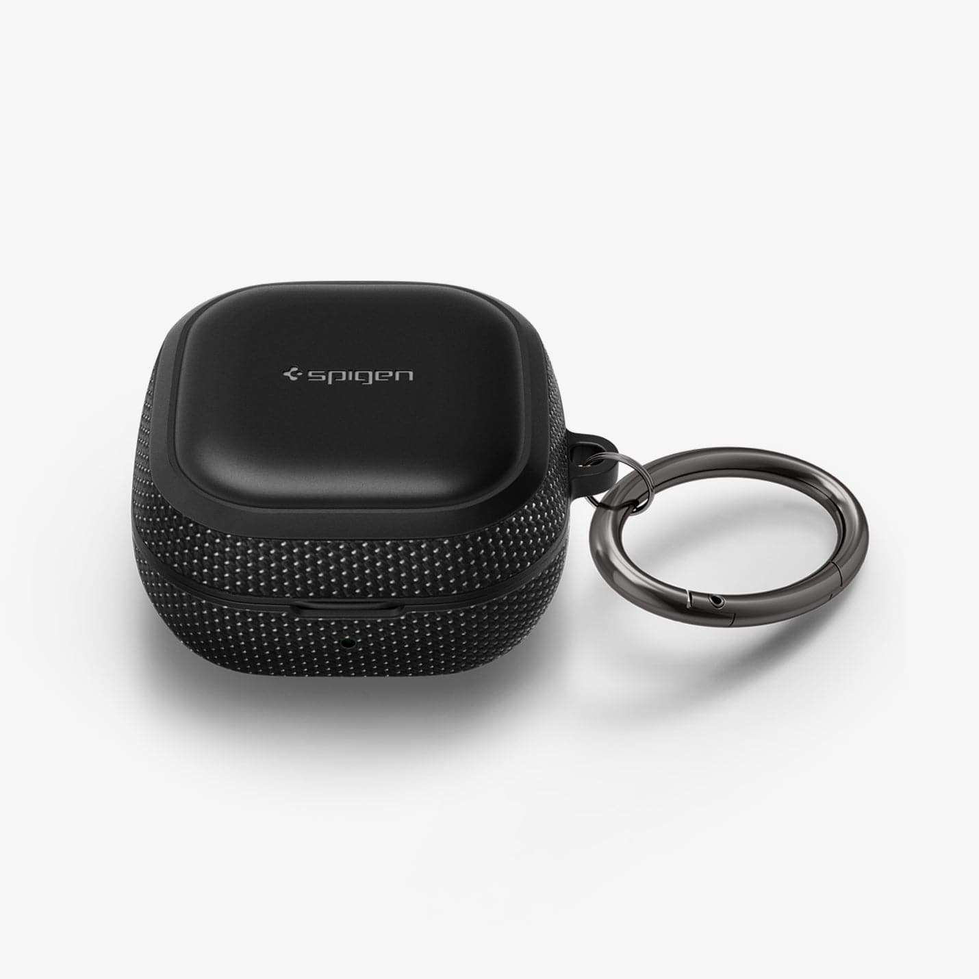 ASD01444 - Galaxy Buds 2 Pro / 2 / Pro / Live Case Classic Fit in black showing the top and partial front with carabiner