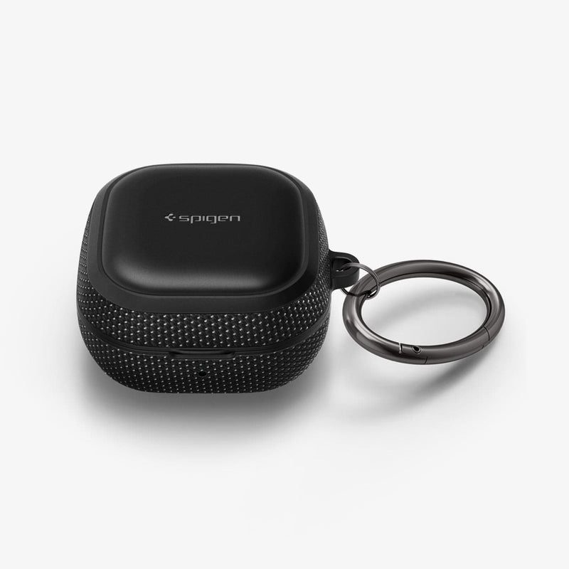 ASD01444 - Galaxy Buds 2 Pro / 2 / Pro / Live Case Classic Fit in black showing the top and partial front with carabiner