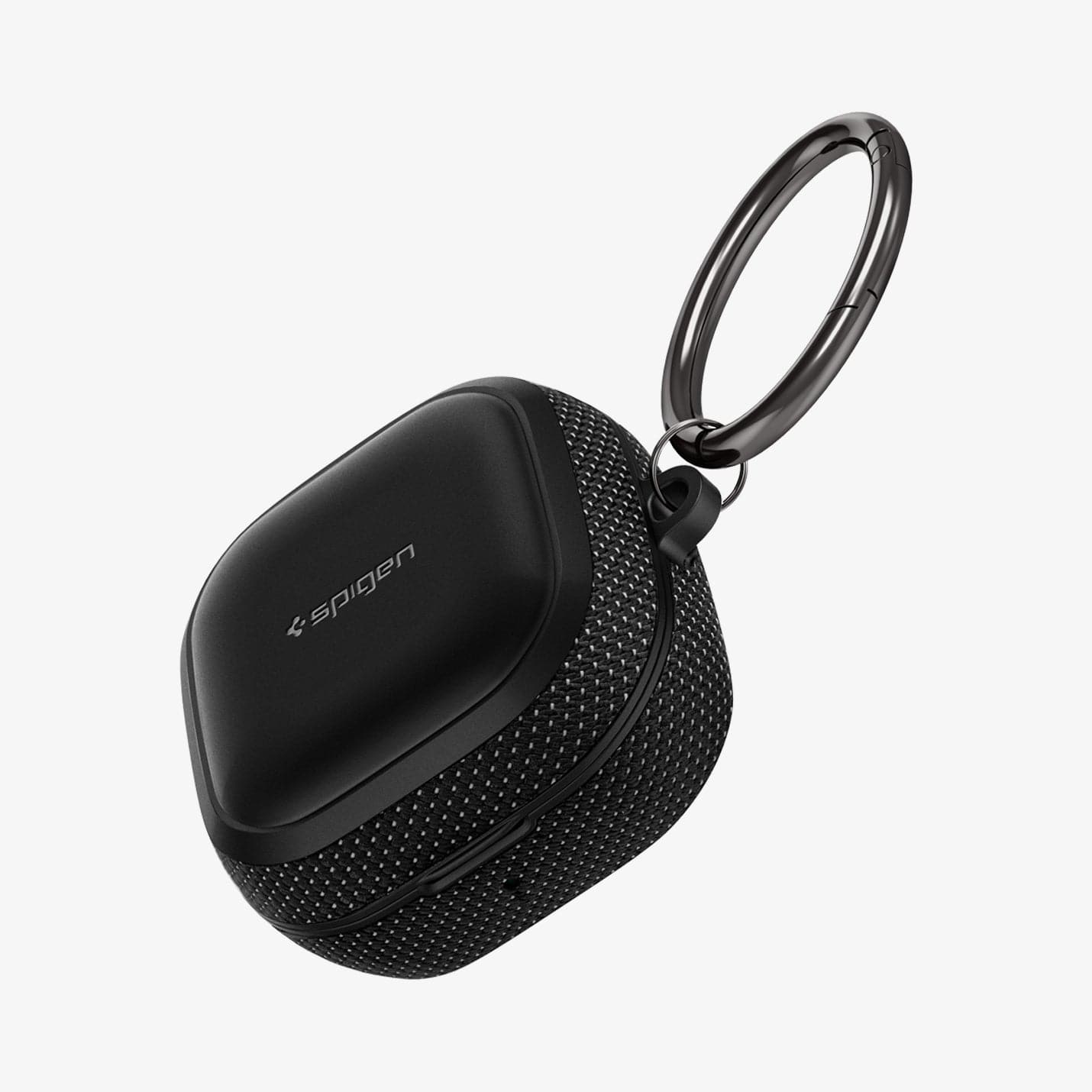 ASD01444 - Galaxy Buds 2 Pro / 2 / Pro / Live Case Classic Fit in black showing the top, front and carabiner