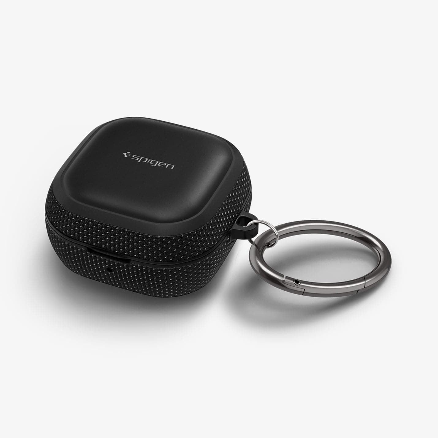 ASD01444 - Galaxy Buds 2 Pro / 2 / Pro / Live Case Classic Fit in black showing the top, front and carabiner