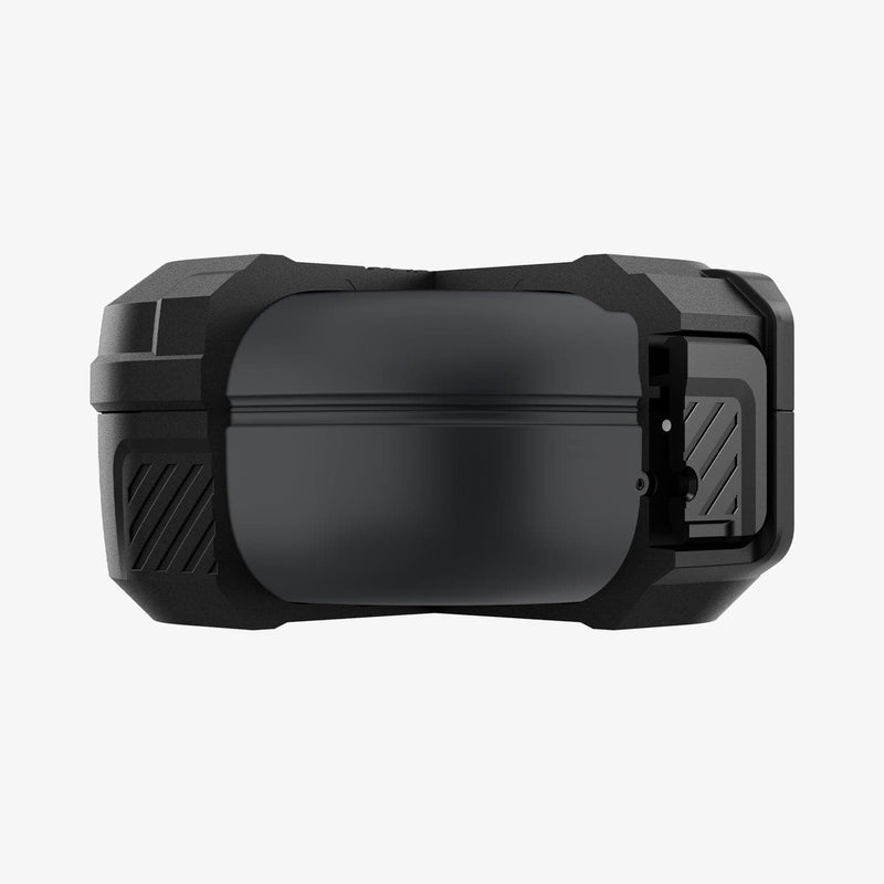 ACS05264 - Galaxy Buds 2 Pro / 2 / Pro / Live Case Lock Fit in matte black showing the front with case cut half open