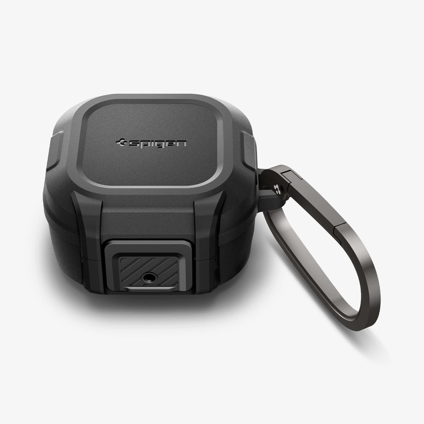 ACS05264 - Galaxy Buds 2 Pro / 2 / Pro / Live Case Lock Fit in matte black showing the front, top and carabiner