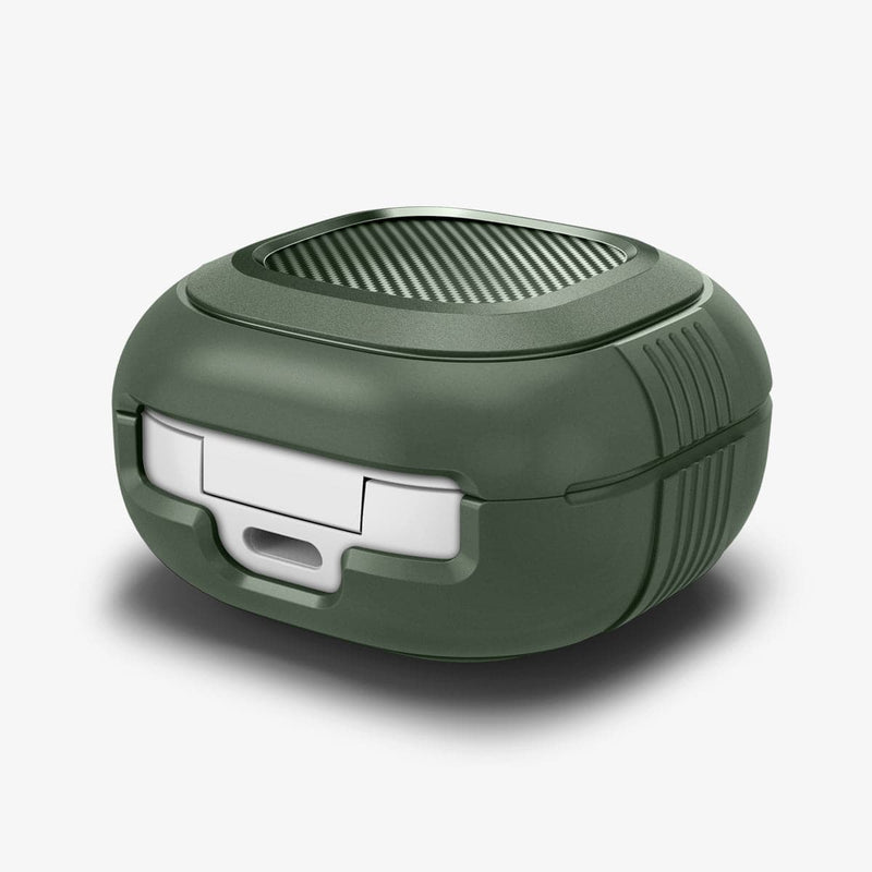 ASD02474 - Galaxy Buds 2 Pro / 2 / Pro / Live Case Rugged Armor in military green showing the back, side and top