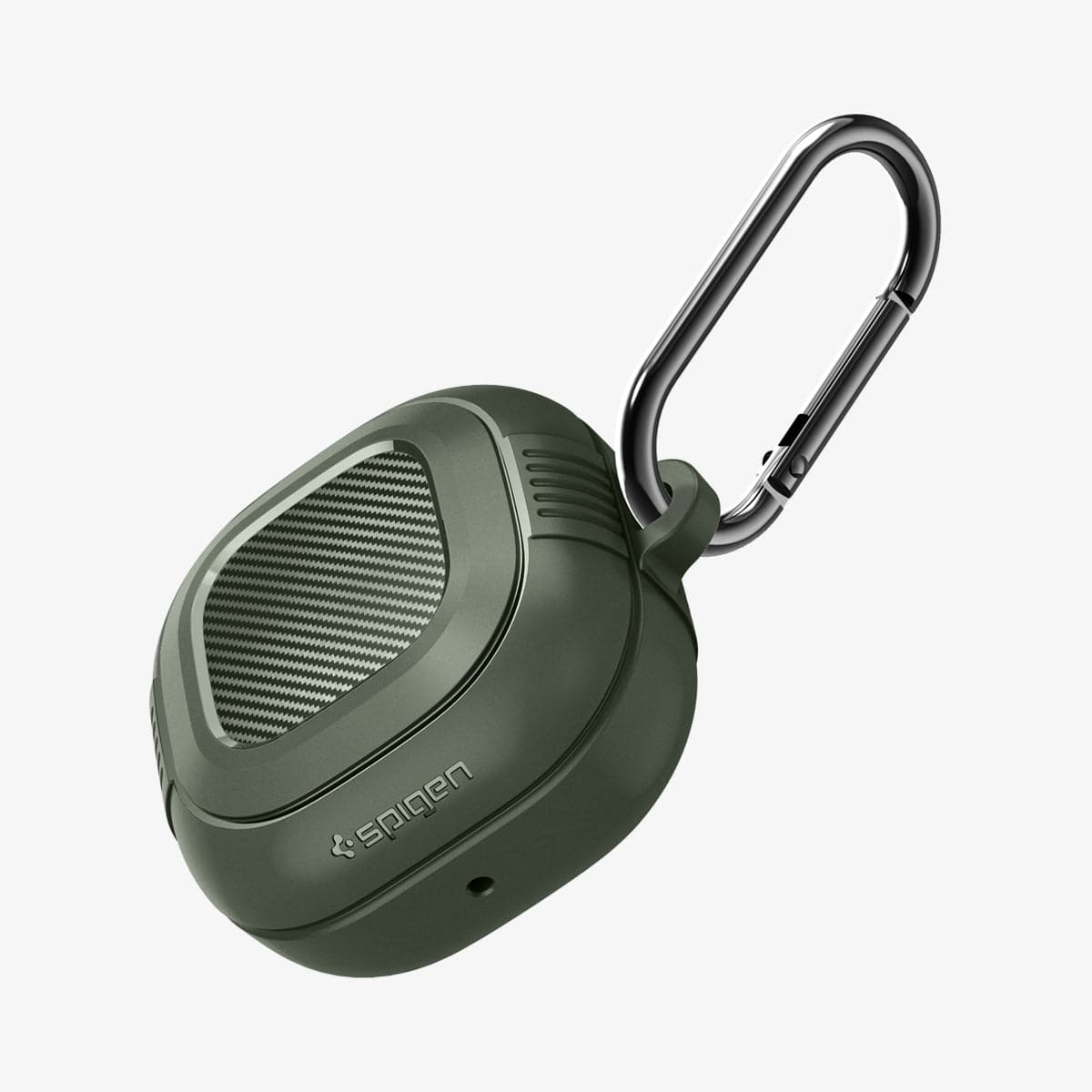ASD02474 - Galaxy Buds 2 Pro / 2 / Pro / Live Case Rugged Armor in military green showing the top, front and carabiner